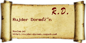 Rujder Dormán névjegykártya
